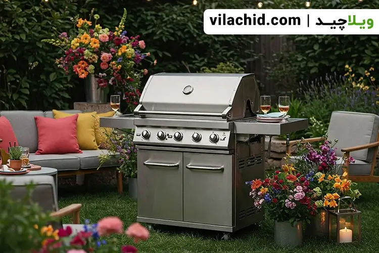 یک باربیکیو مدرن در فضای باز بسیار زیبا