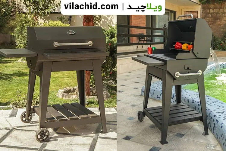 یک باربیکیو ذغالی از دو زاویه متفاوت